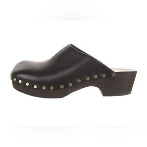 KHAITE Black and Brown Mules with Gold Accents